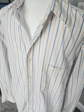 Vintage Burberrys of London Pinstripe Cotton Button Front Shirt-Men's Size L